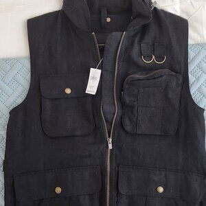 Banana Republic Linnen blend black utility vest NWT size S